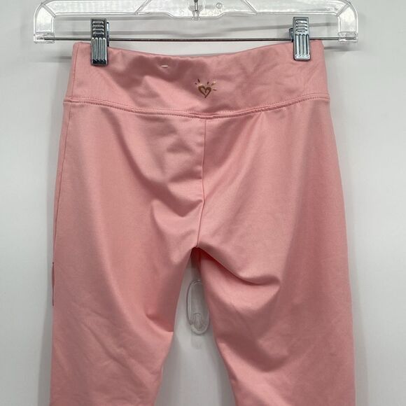 Justice Active Pink Colorblock Leggings Velvet Stripe Lace Up Sides size 10 - Picture 5 of 7